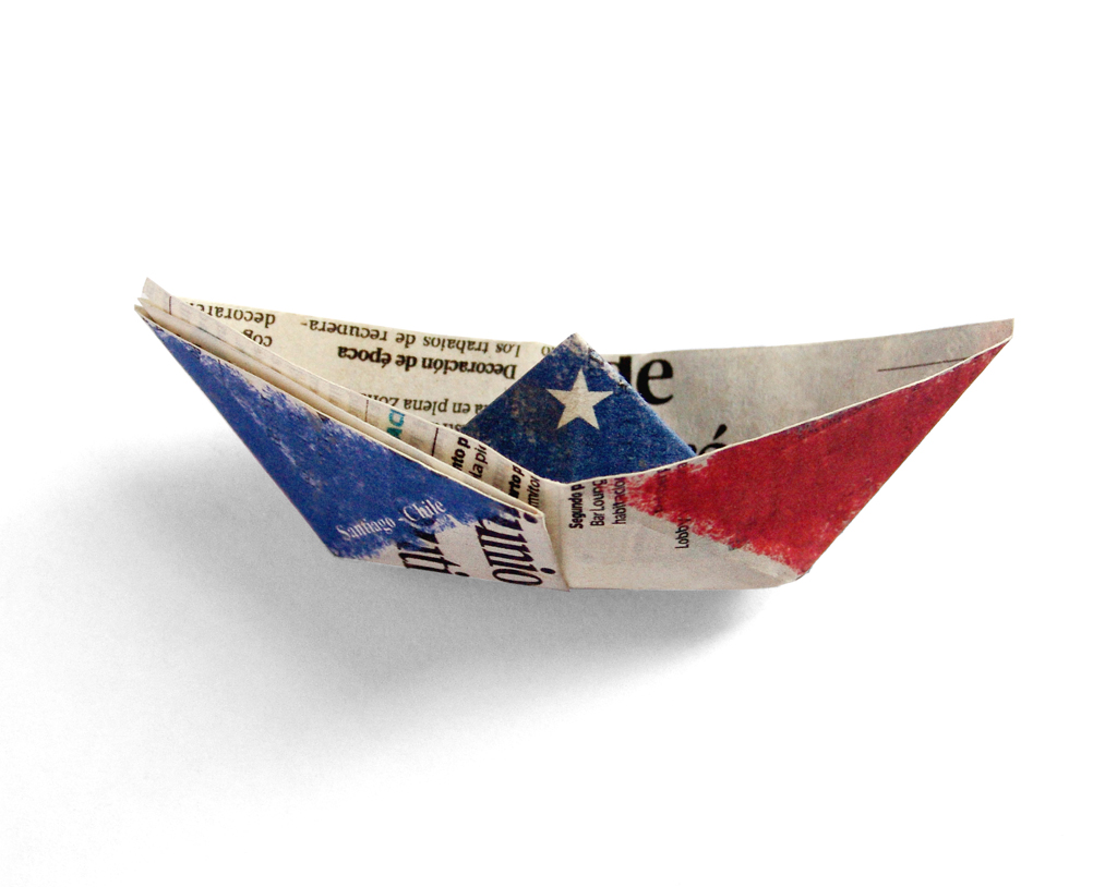Barquito de papel Bandera chilena